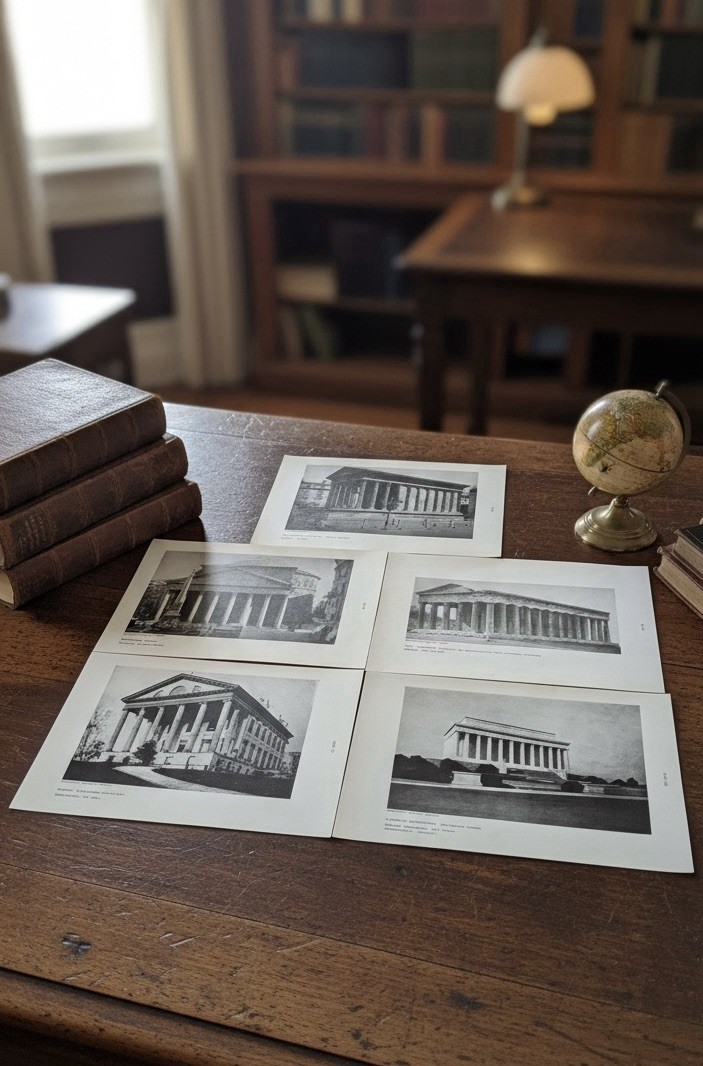 Set of 6 Vintage Architectural and Roman Temple Prints University Of Boston Set of 6 Vintage Architectural and Roman Temple Prints University Of Boston