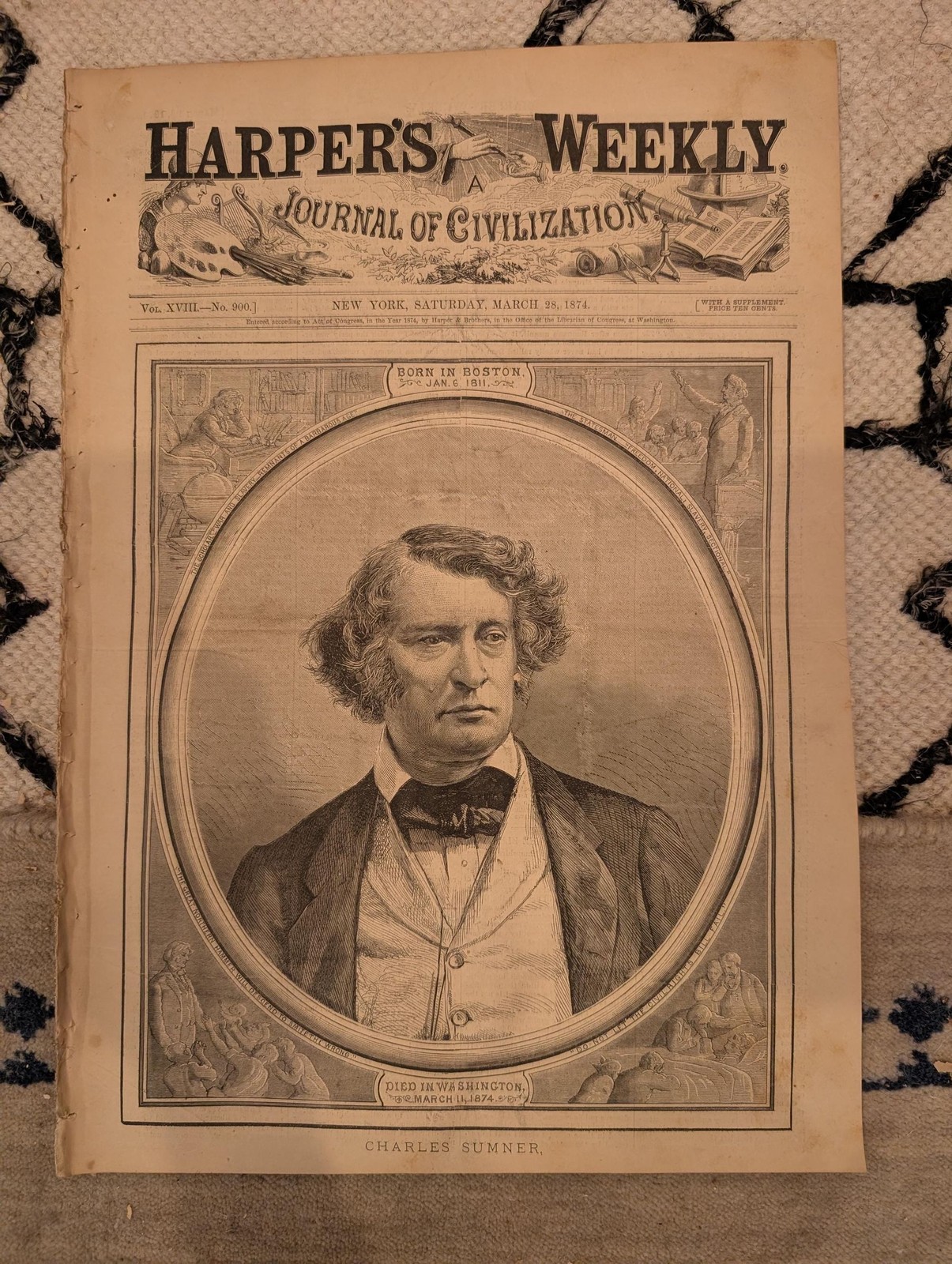1874 Charles Sumner Memorial · Texas Cattle Drive · Harpers Weekly Mar 28 1874 Charles Sumner Memorial · Texas Cattle Drive · Harpers Weekly Mar 28