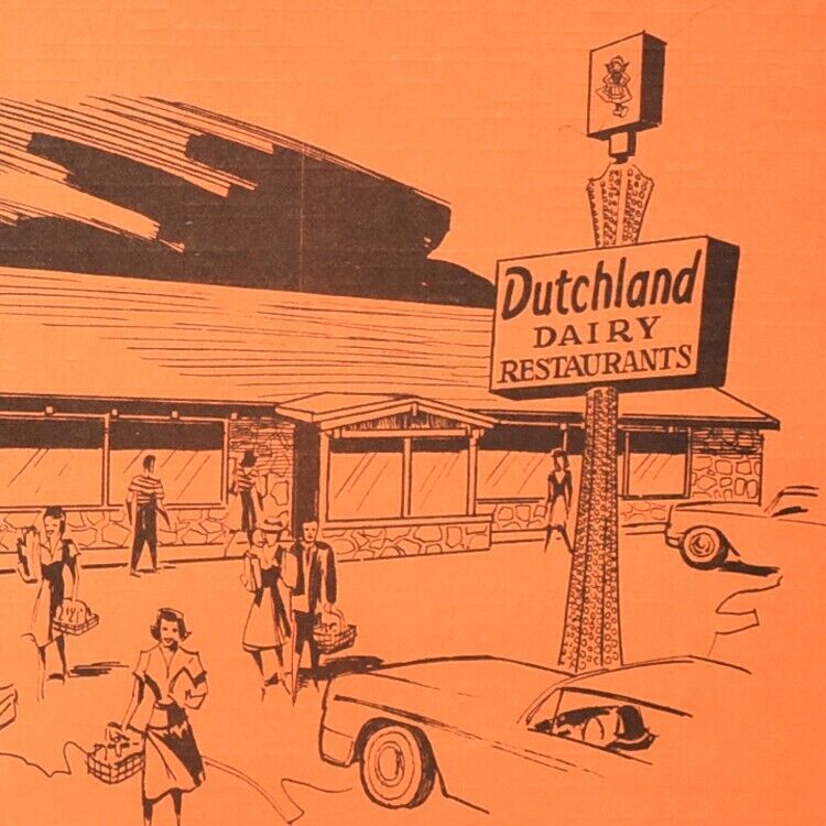 1960s Dutchland Dairy Restaurant Placemat Waukesha Wisconsin