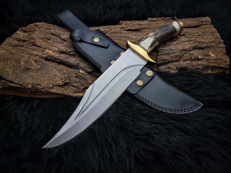 Brad Pitt Bullet Train The Wolf's Replica Bowie Knife, Handmade Hunting Knife Brad Pitt Bullet Train The Wolf's Replica Bowie Knife, Handmade Hunting Knife
