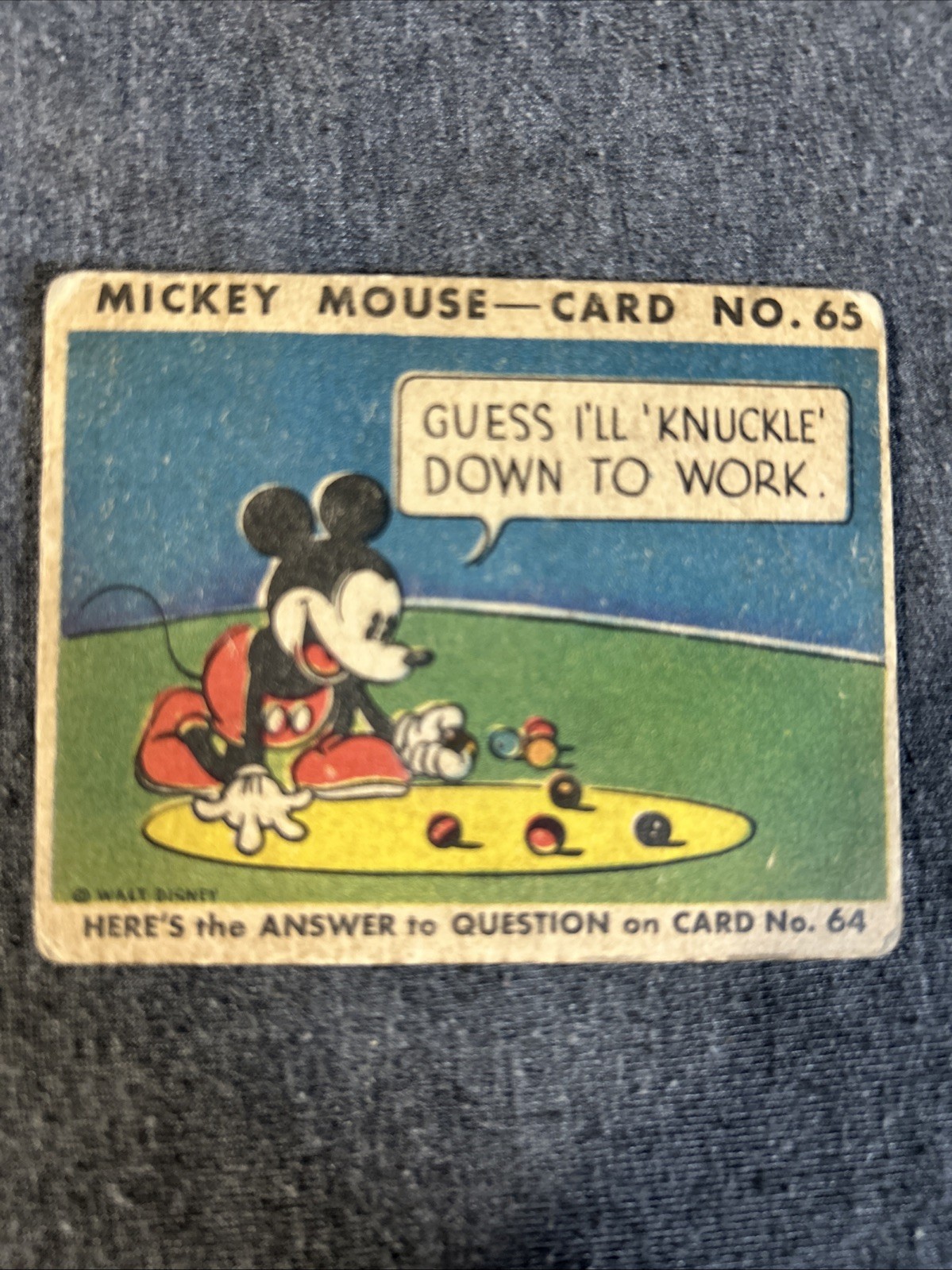 Guess I'll Knuckle Down to Work. - 1935 Gum, Inc. Mickey Mouse #65