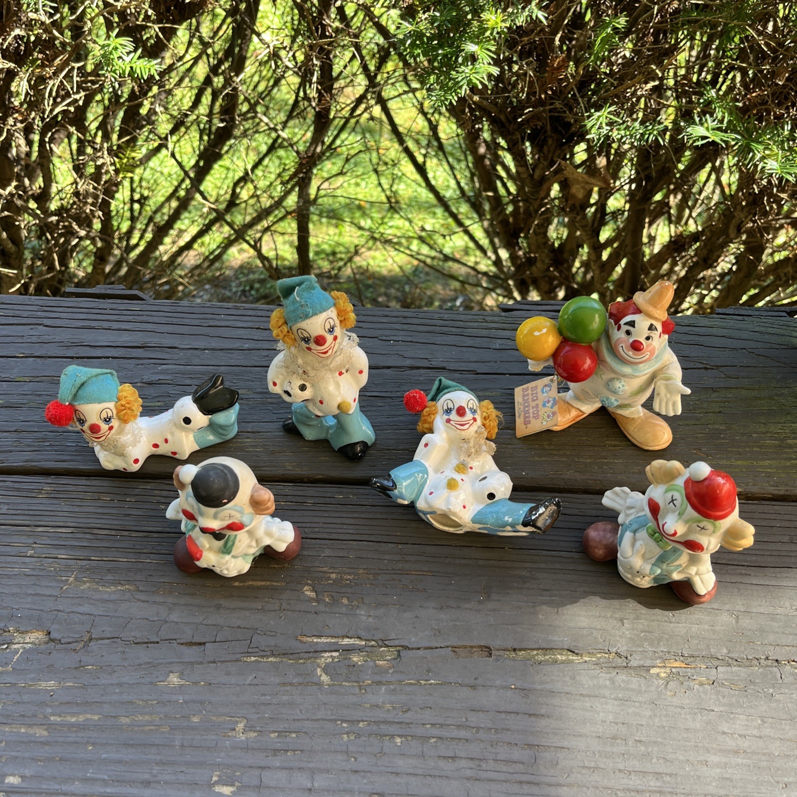 Lot of 6 Vintage Retro Clown Figures Ceramic Porcelain Small Polka Dot Violin Lot of 6 Vintage Retro Clown Figures Ceramic Porcelain Small Polka Dot Violin