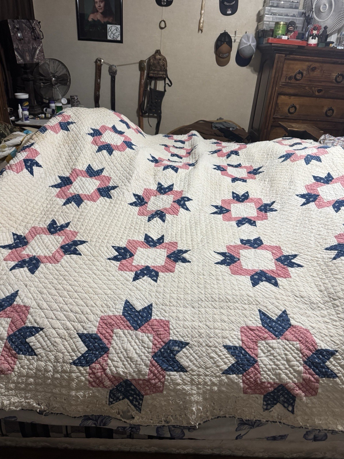 Antique Quilt Completely Hand stitched quilt block and stars 84"x73 Feedback Antique Quilt Completely Hand stitched quilt block and stars 84"x73 Feedback
