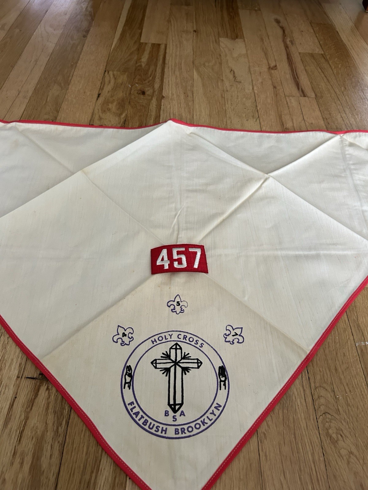 Vintage Boy Scouts of America Neck Scarf Kerchief, &Matching Troop Number Patch Vintage Boy Scouts of America Neck Scarf Kerchief, &Matching Troop Number Patch