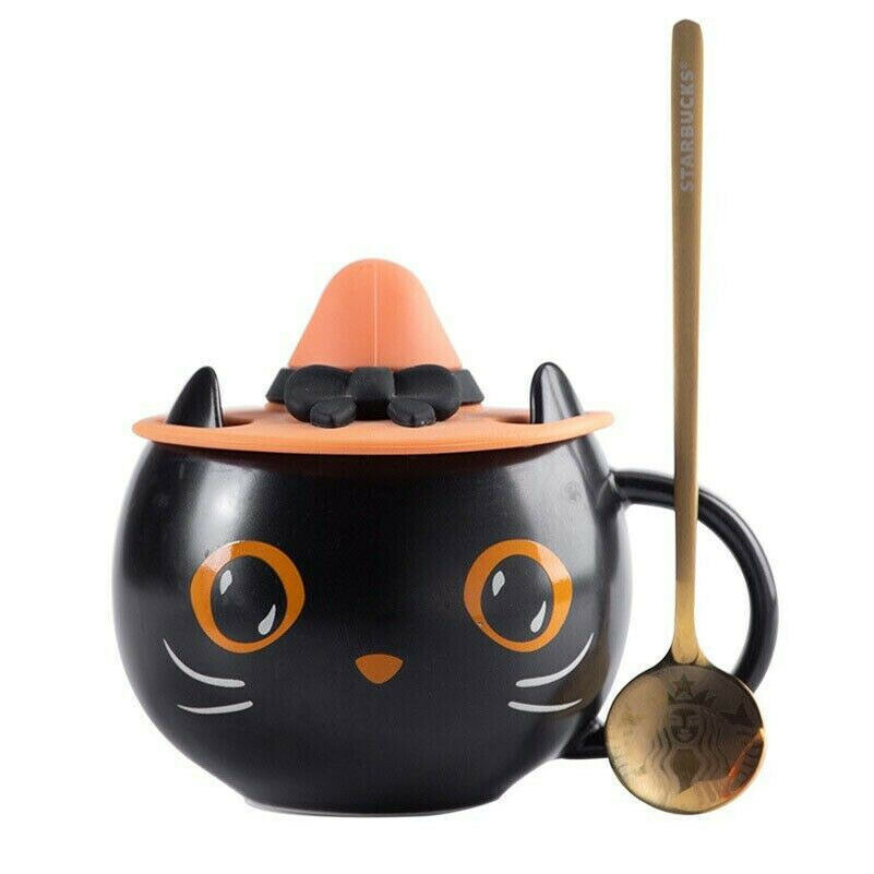 2022 Starbucks Black Cat Cup W/ Witch Cap Lid&Spoon Water Mugs Halloween 2021