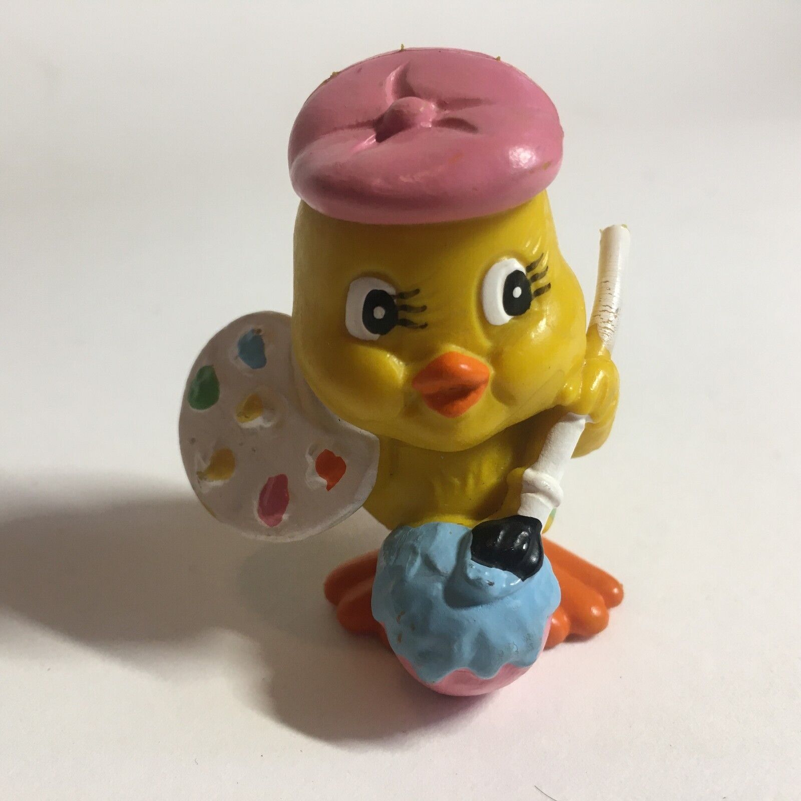 Berrie 1979 Yellow Bird Duck Chick Paint Easter Egg Artist Palette Toy Figurine