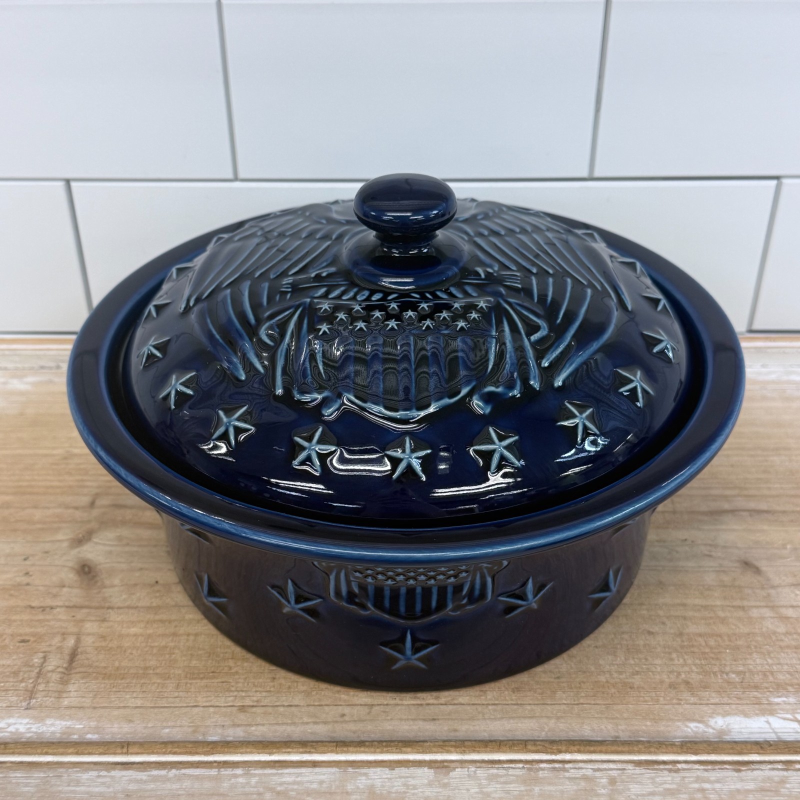 Longaberger Casserole Dish Blue American Eagle Vintage 2002 Longaberger Casserole Dish Blue American Eagle Vintage 2002