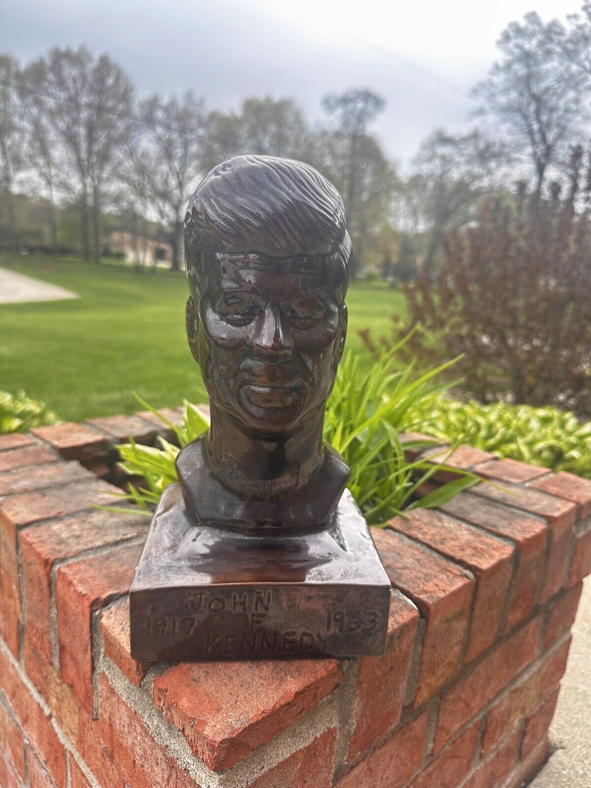 Vintage John F Kennedy 1964  Bronze JFK Bust Statue Sculpture Handmade 11 Inches