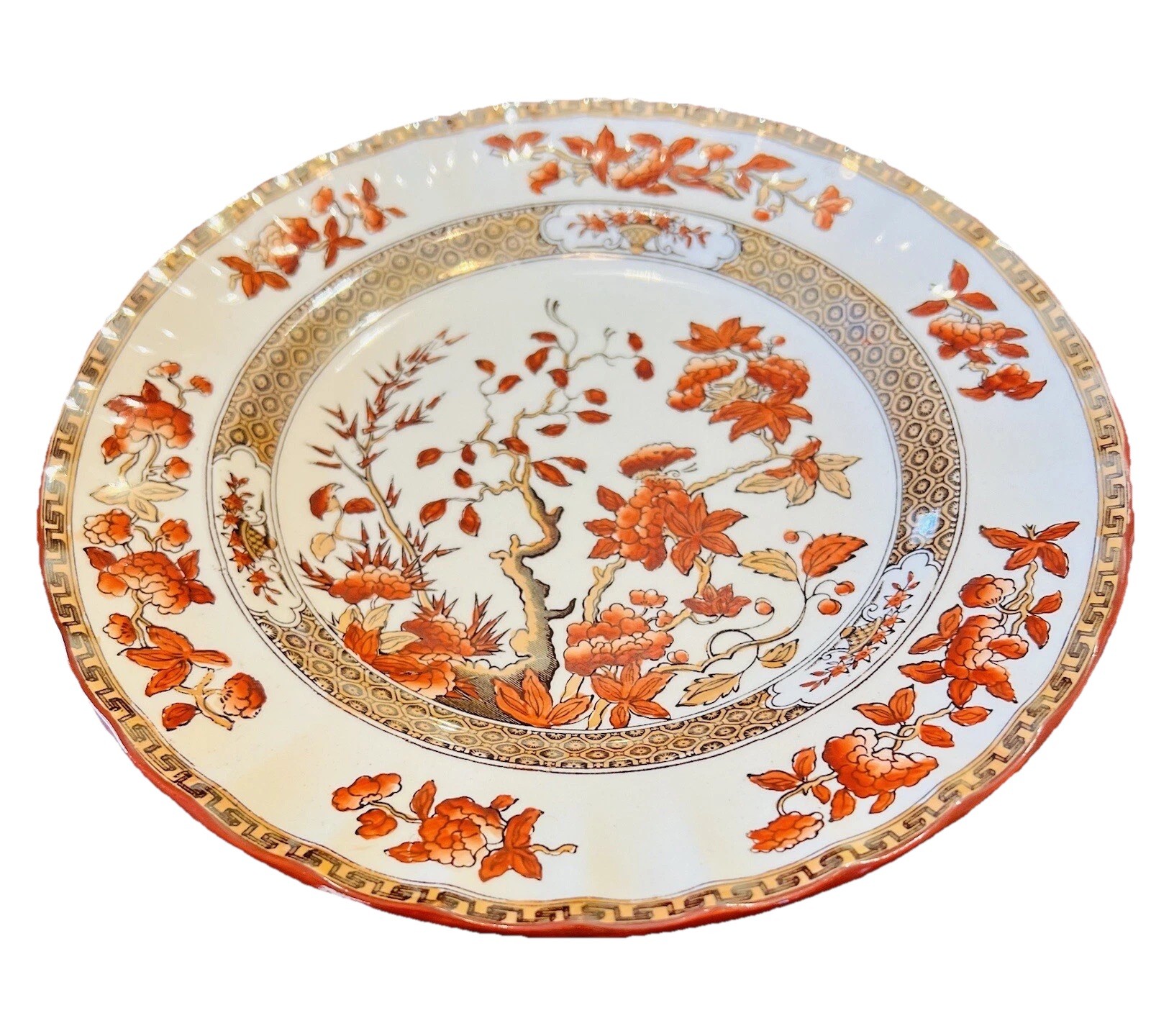 Copeland Spode India Tree 7 3/4 Salad Plate Old Mark England Orange Rust Vintage Copeland Spode India Tree 7 3/4 Salad Plate Old Mark England Orange Rust Vintage