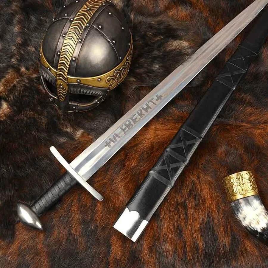 Custom Handmade Carbon Steel Medieval Viking Sword Ulfberht Sword With Scabbard Custom Handmade Carbon Steel Medieval Viking Sword Ulfberht Sword With Scabbard