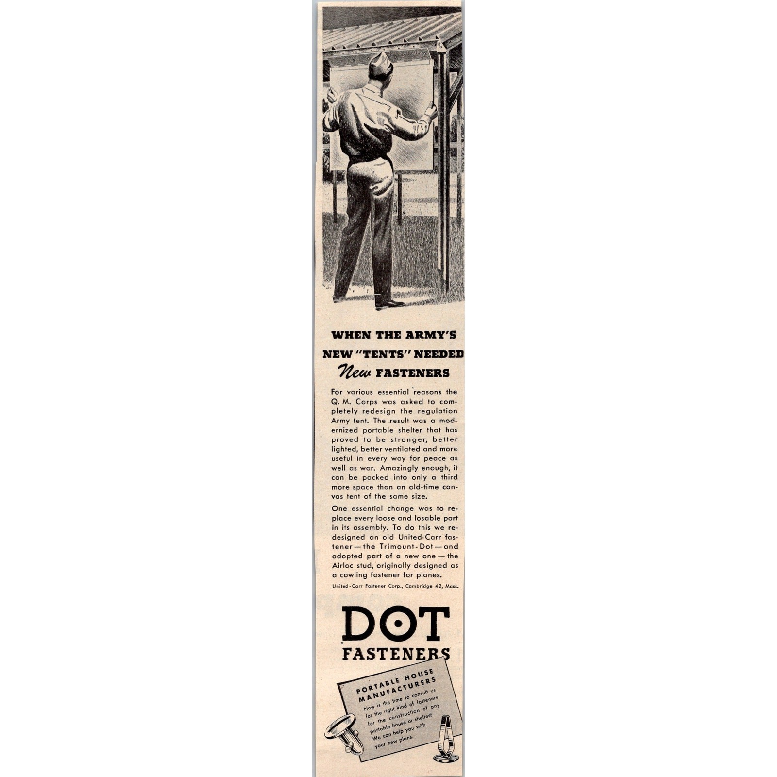 United-Carr Fastener Corp Dot Cambridge MA 1940s WWII Era Clipping SV29-4 United-Carr Fastener Corp Dot Cambridge MA 1940s WWII Era Clipping SV29-4