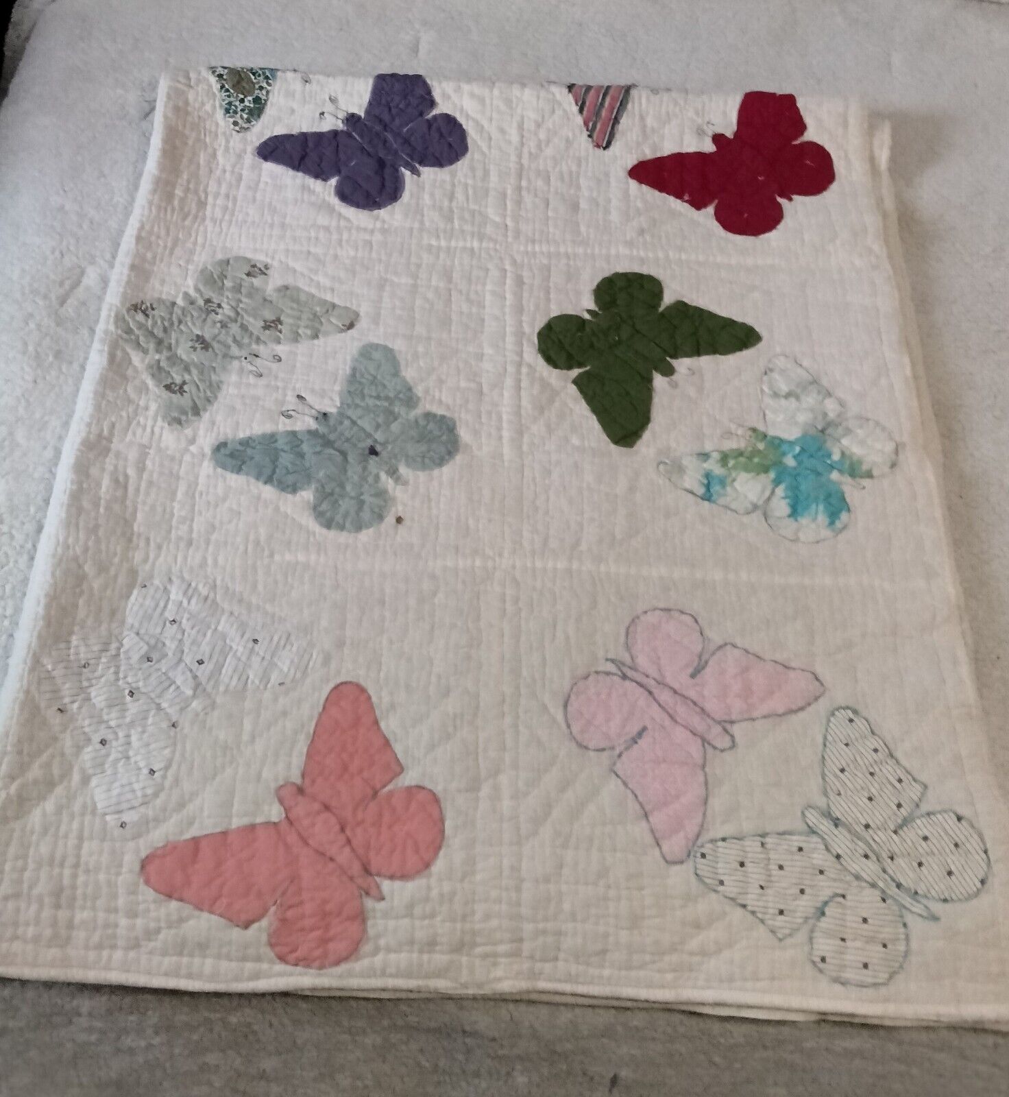 Vintage Quilt /Comforter With Patchwork Butterflies. 6 Foot 5\