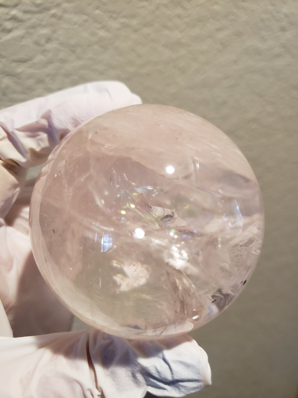 2.55" Rare Clear Pink Azeztulite Quartz Crystal Hematite Iron Inclusions 