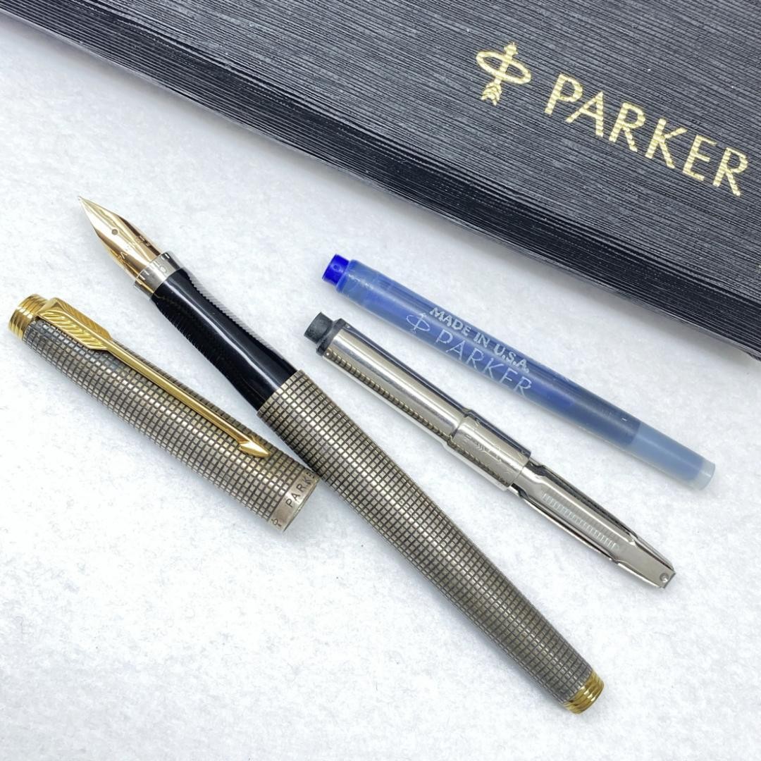 Excellent PARKER 75 Cisele Sterling Silver 14K Fountain Pen Early Model w/ Case Excellent PARKER 75 Cisele Sterling Silver 14K Fountain Pen Early Model w/ Case