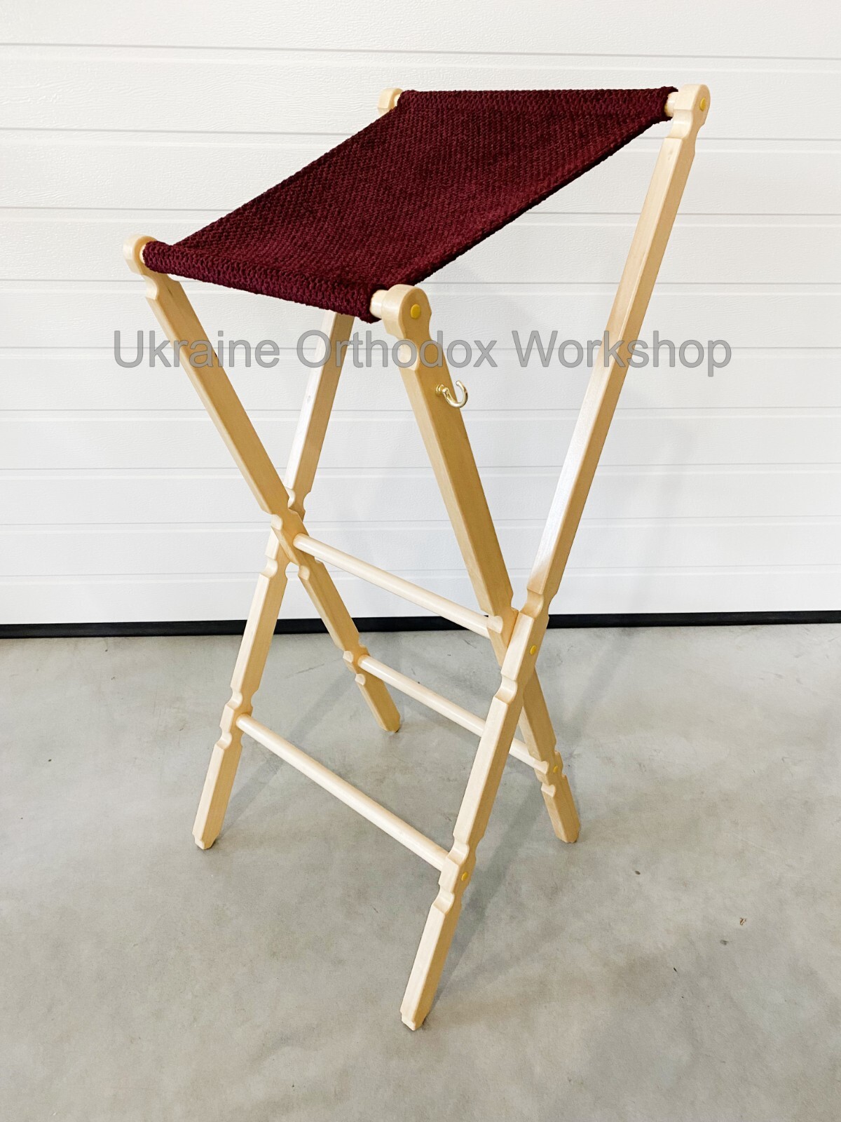 Portable Church Lectern Anologion Wooden Icon Stand with Hook for Incense 47.63"