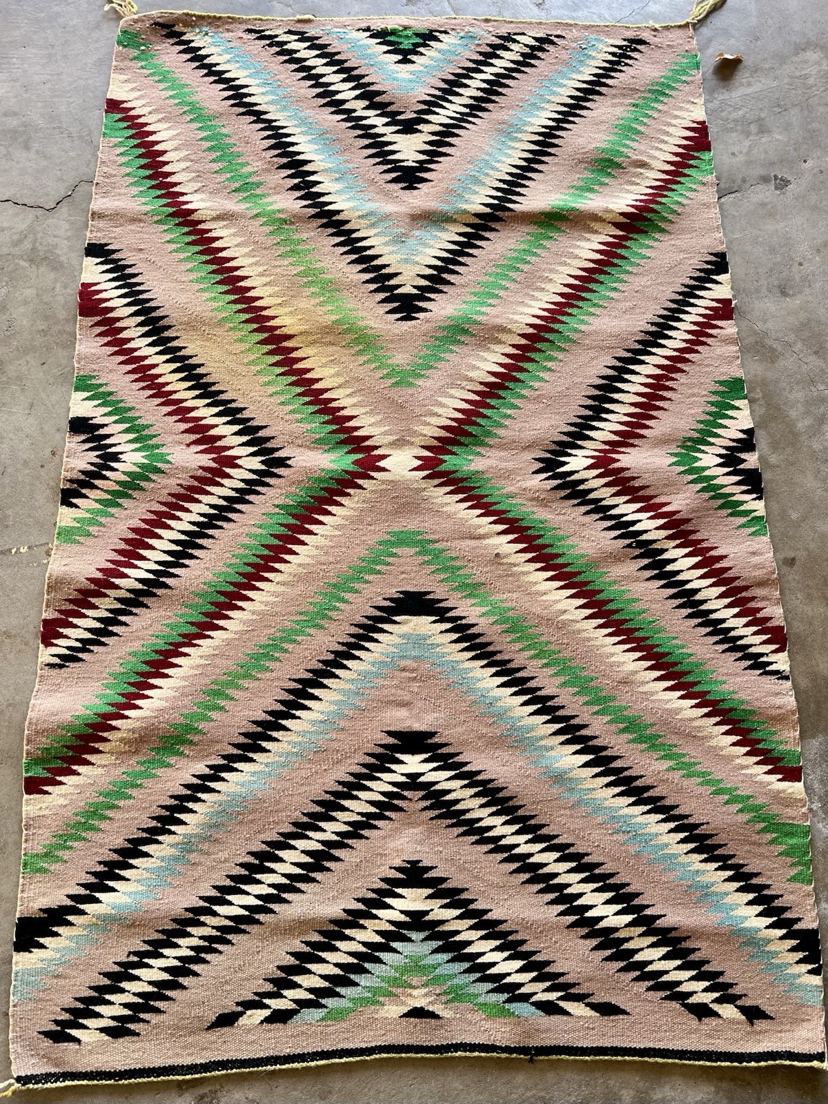 FABULOUS VINTAGE 1940s NAVAJO RARE AND FINE COLORFUL HANDMADE RUG 33” X 54” FABULOUS VINTAGE 1940s NAVAJO RARE AND FINE COLORFUL HANDMADE RUG 33” X 54”