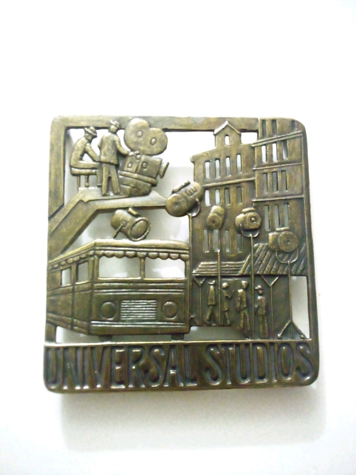 Vtg Universal Studios Metal Trivet, 4.25", Used