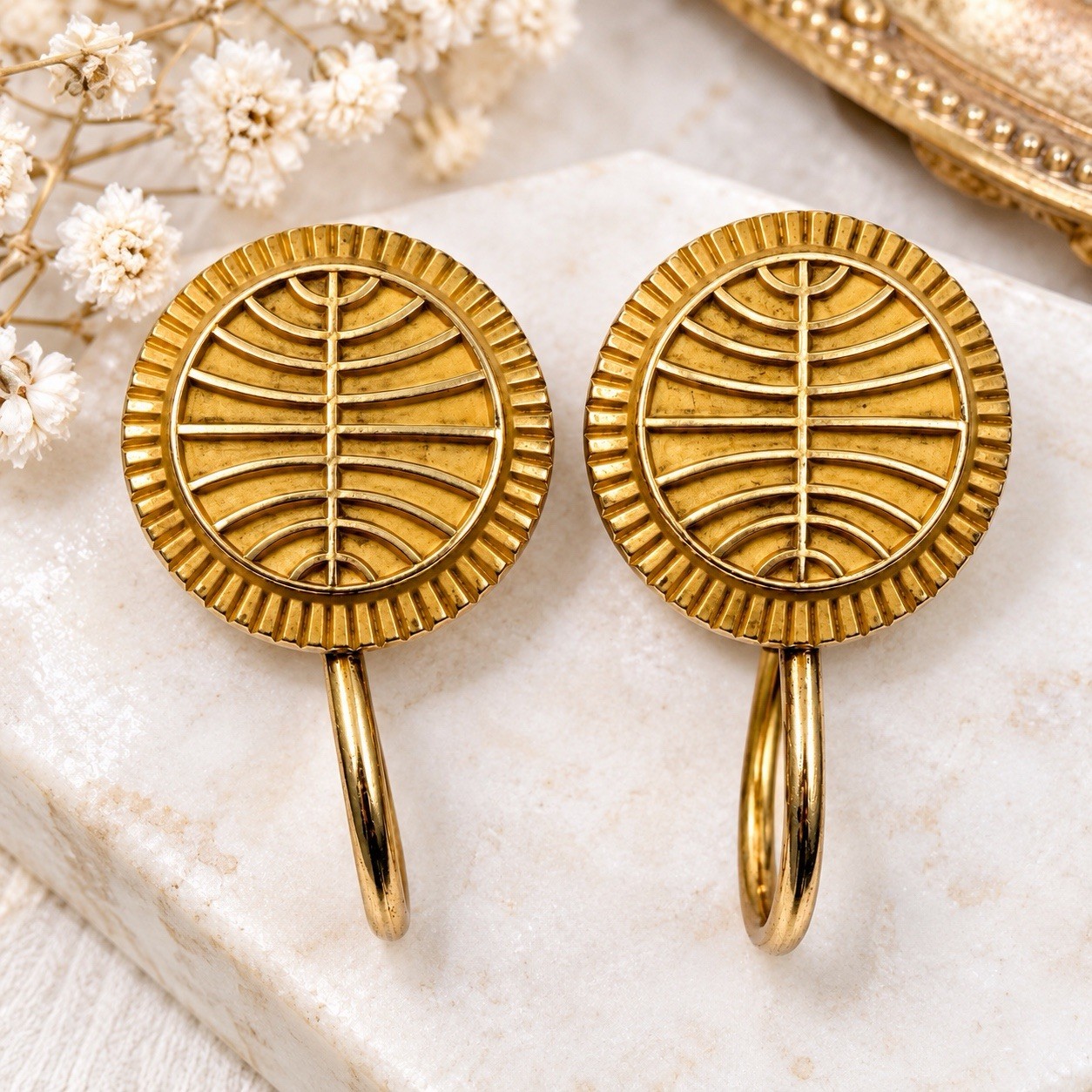 Vintage Pan Am Stewardess Earrings 10K Gold LGB Balfour 12K GF Screw Back Posts