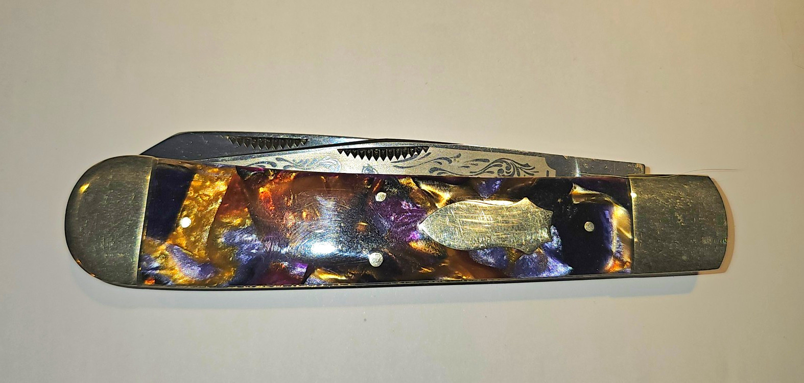 BULLDOG BRAND 1998 RARE LARGE 5 INCH TRAPPER FRAME NEVER CARRIED OR SHARPENED BULLDOG BRAND 1998 RARE LARGE 5 INCH TRAPPER FRAME NEVER CARRIED OR SHARPENED