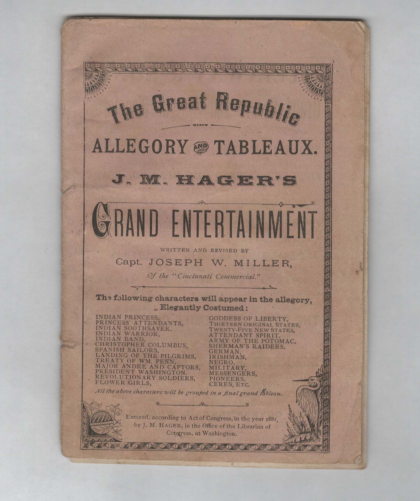 1881 The Great Republic Allegory and Tableaux J. M. Hager's Grand Entertainment 1881 The Great Republic Allegory and Tableaux J. M. Hager's Grand Entertainment
