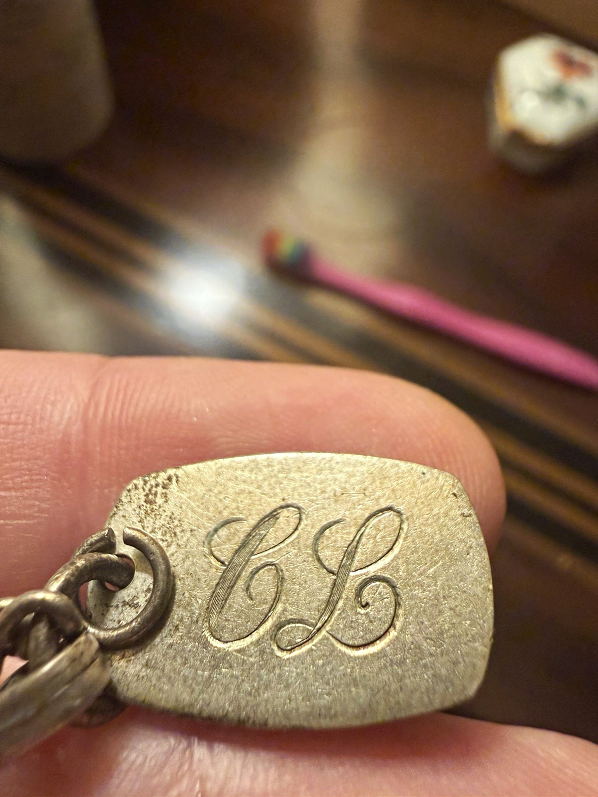 Vintage Tiffany & Co Sterling Silver Key Chain Fob #8367 Monogrammed 7cm Vintage Tiffany & Co Sterling Silver Key Chain Fob #8367 Monogrammed 7cm