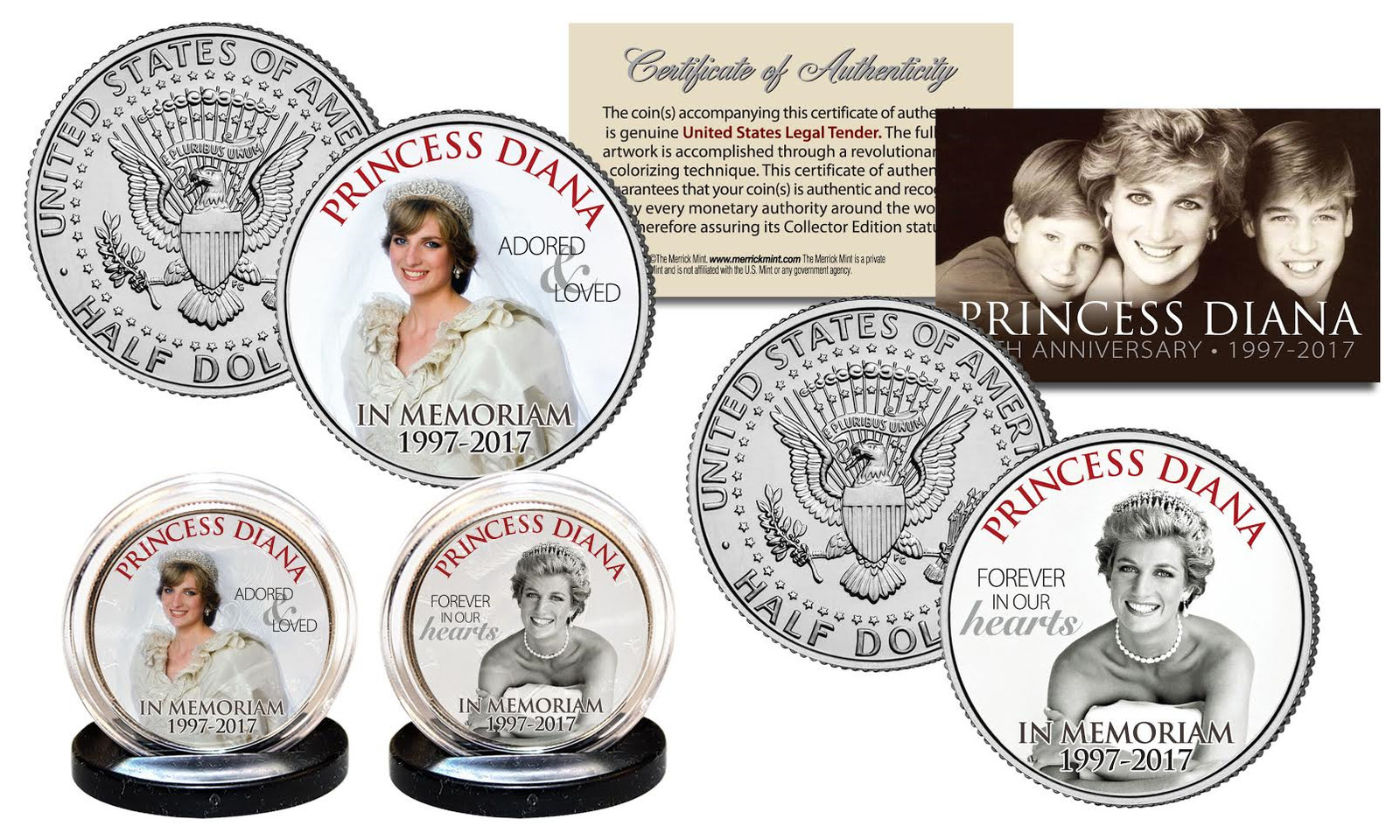 PRINCESS DIANA 20th Anniversary KENNEDY Half Dollar 2-Coin Set - Wedding Edition