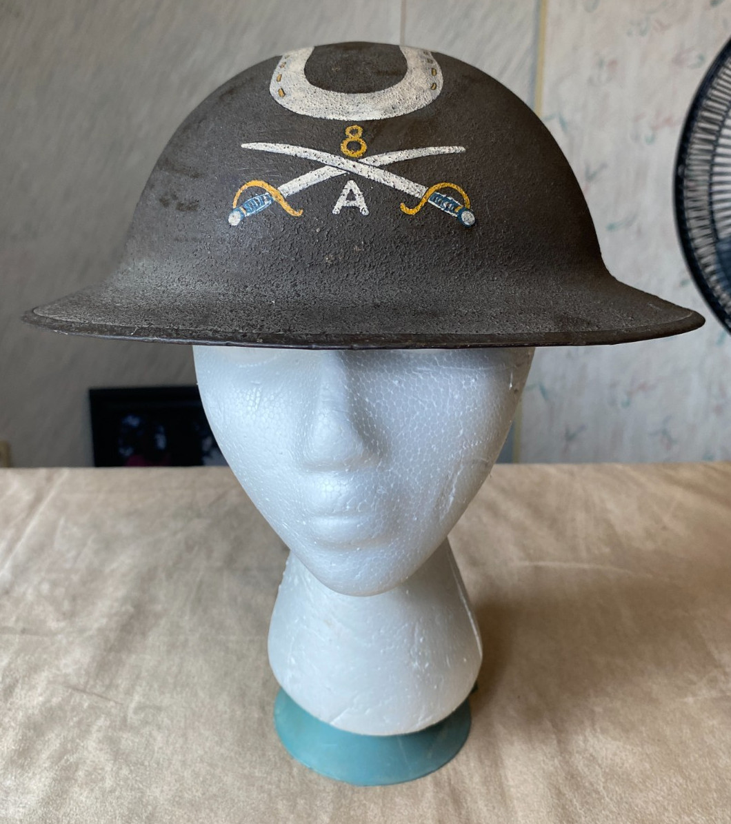 Early VINTAGE Charles S Harris Co A 8th Cavalry Crawford Ne. Combat Helmet #ZA60 Early VINTAGE Charles S Harris Co A 8th Cavalry Crawford Ne. Combat Helmet #ZA60