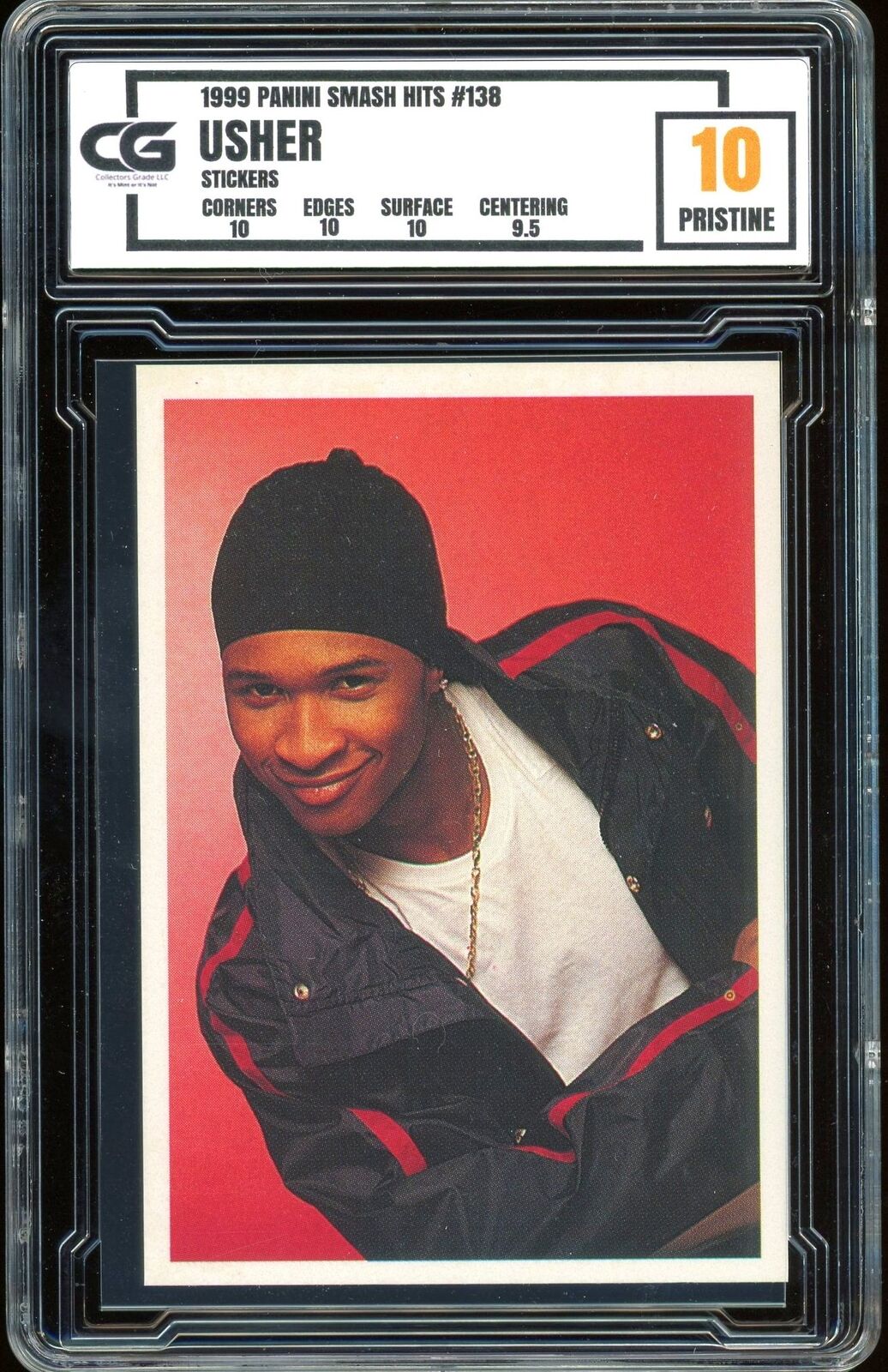 1999 Panini Smash Hits Stickers #138 ~ Usher Rookie ~ GRADED CG 10 PRISTINE