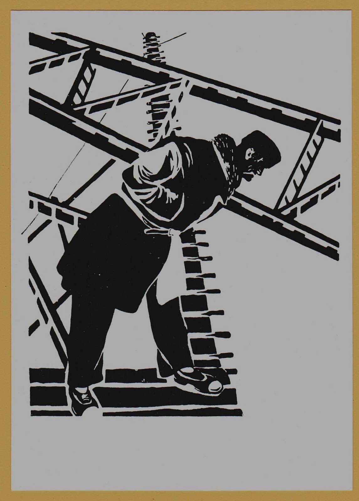1963 Soviet Construction Worker Industrial Avant-garde Moor Art USSR Postcard