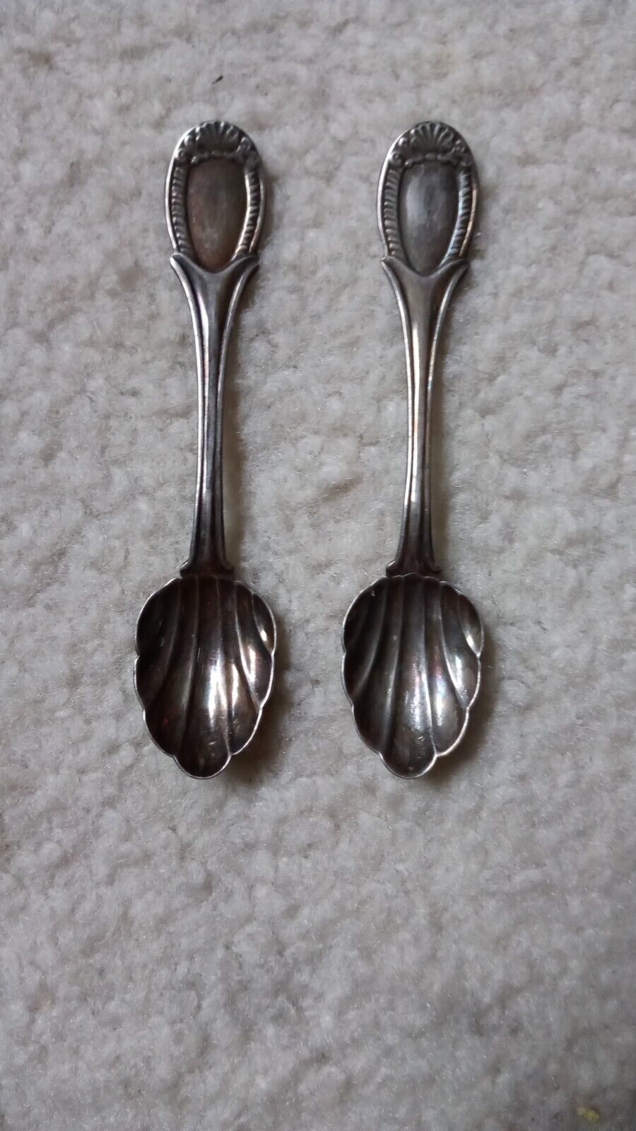 Pair of coin Silver Shell Spoons w/ Shell bowl for COFFEE / TEA 4\
