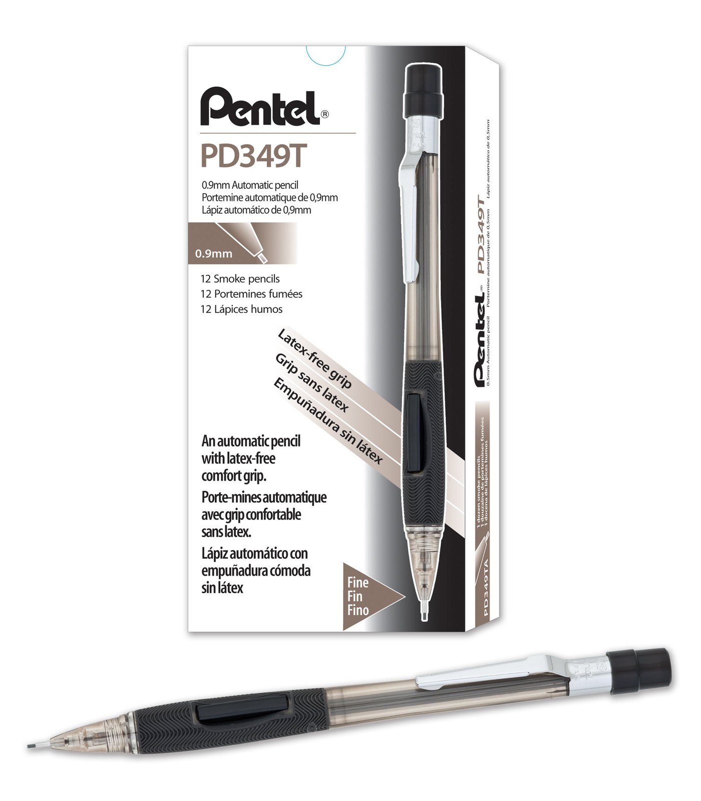 Pentel Quicker Clicker Mechanical Pencil 0.9mm Black Barrel Box of 12 PD349TA