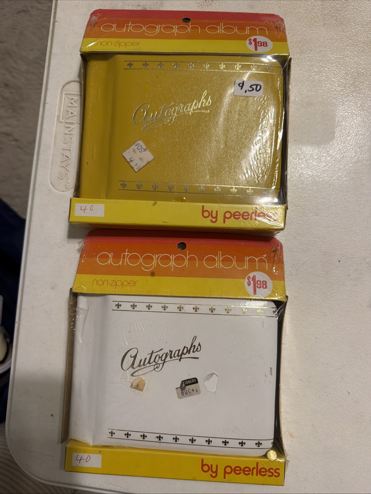 Vintage Autograph Album Lot of 2 by Peerless NOS Sealed Mid-Century Gold Script