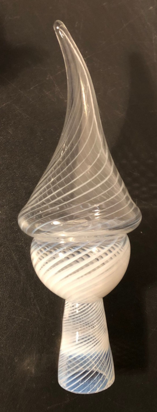 RARE Signed Vtg Opalescent Swirl Clear Blown Glass Christmas Tree Topper/Final RARE Signed Vtg Opalescent Swirl Clear Blown Glass Christmas Tree Topper/Final