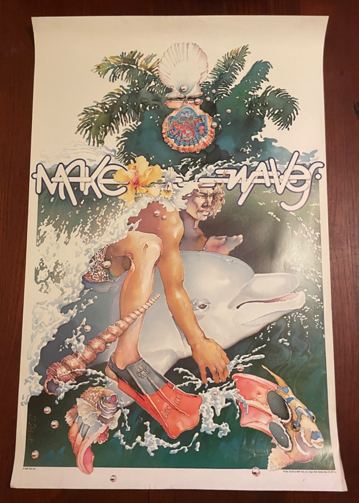 Vintage 1970s AMF Voit Duck Feet Flippers Promo Poster – "Make Waves" by J Zebot Vintage 1970s AMF Voit Duck Feet Flippers Promo Poster – "Make Waves" by J Zebot