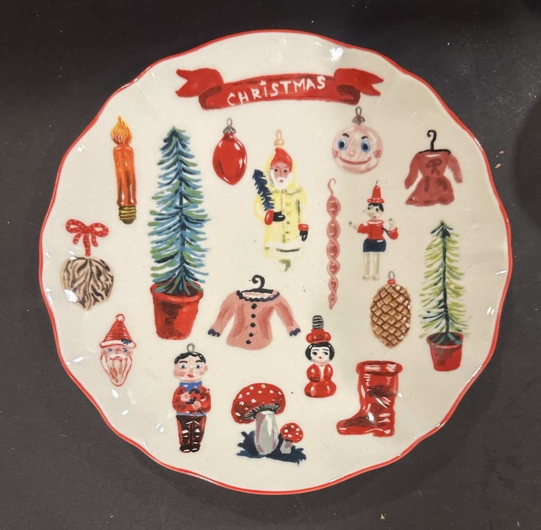 Anthropologie Classic Christmas Nathalie Lete Dessert Plate 8.25" Anthropologie Classic Christmas Nathalie Lete Dessert Plate 8.25"