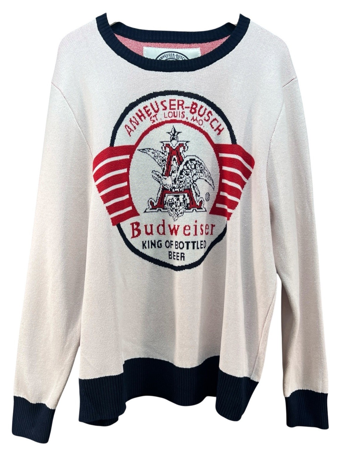 Anheuser Busch Budweiser Beer Sweater Official Branded Cotton Blend Size XXL