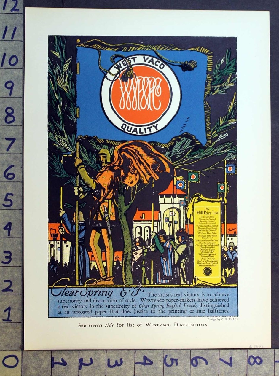 1926 WESTVACO PAPER CHARLES BUCKLES FALLS MILITARY VICTORY ART PRINT AD FC10416 1926 WESTVACO PAPER CHARLES BUCKLES FALLS MILITARY VICTORY ART PRINT AD FC10416