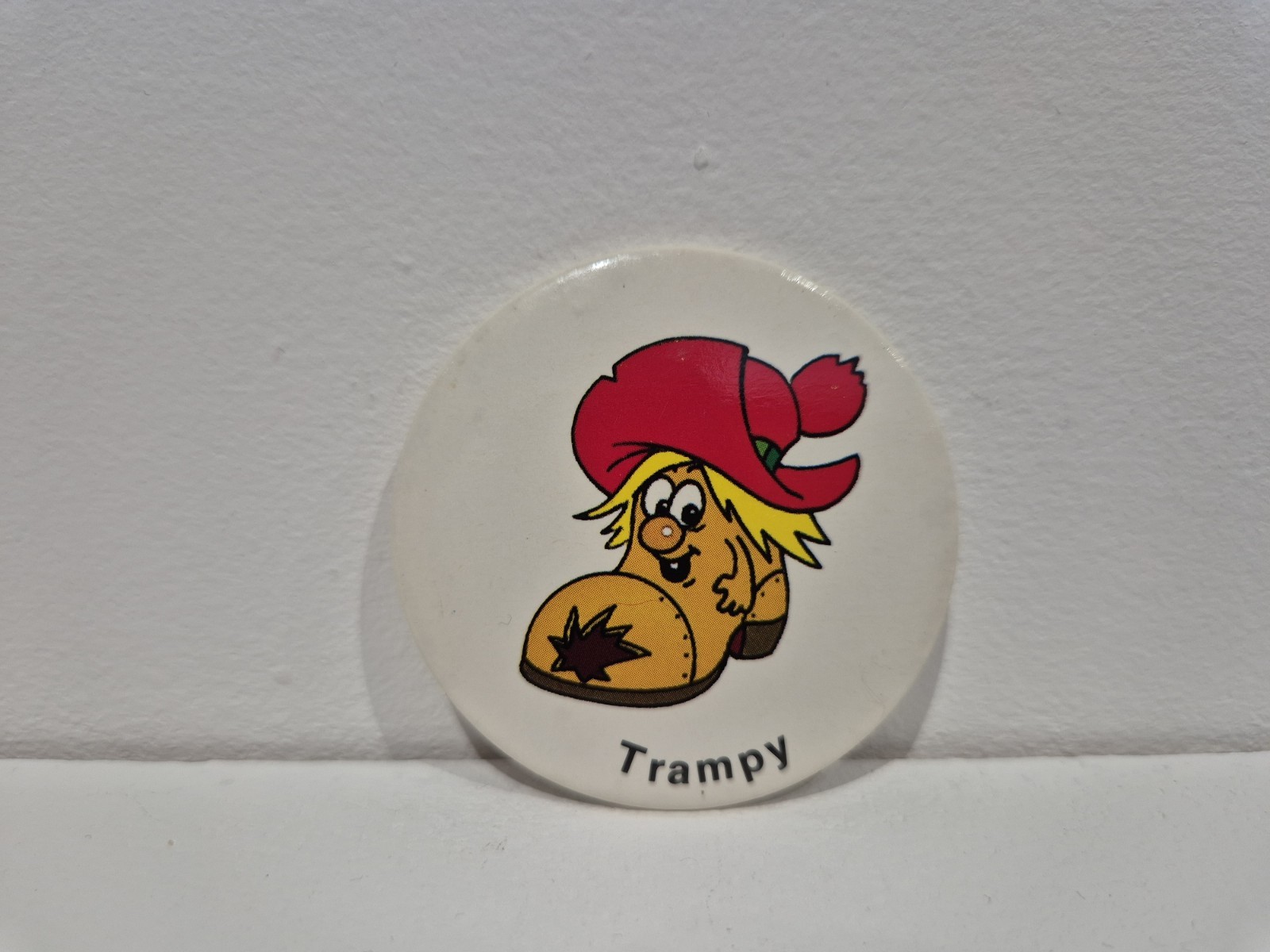 Vintage 1980s The Shoe People "Trampy" Pin Badge Retro Cartoon Vintage 1980s The Shoe People "Trampy" Pin Badge Retro Cartoon
