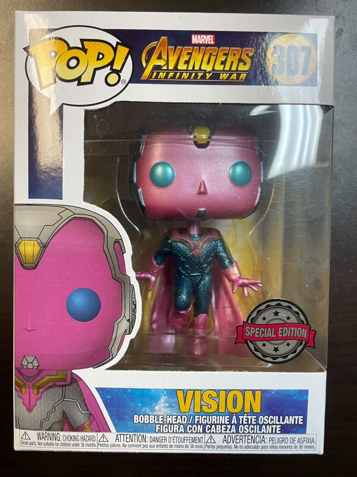 Funko POP Avengers infinity Vision 307 Metallic Special Edition Exclusive MINT
