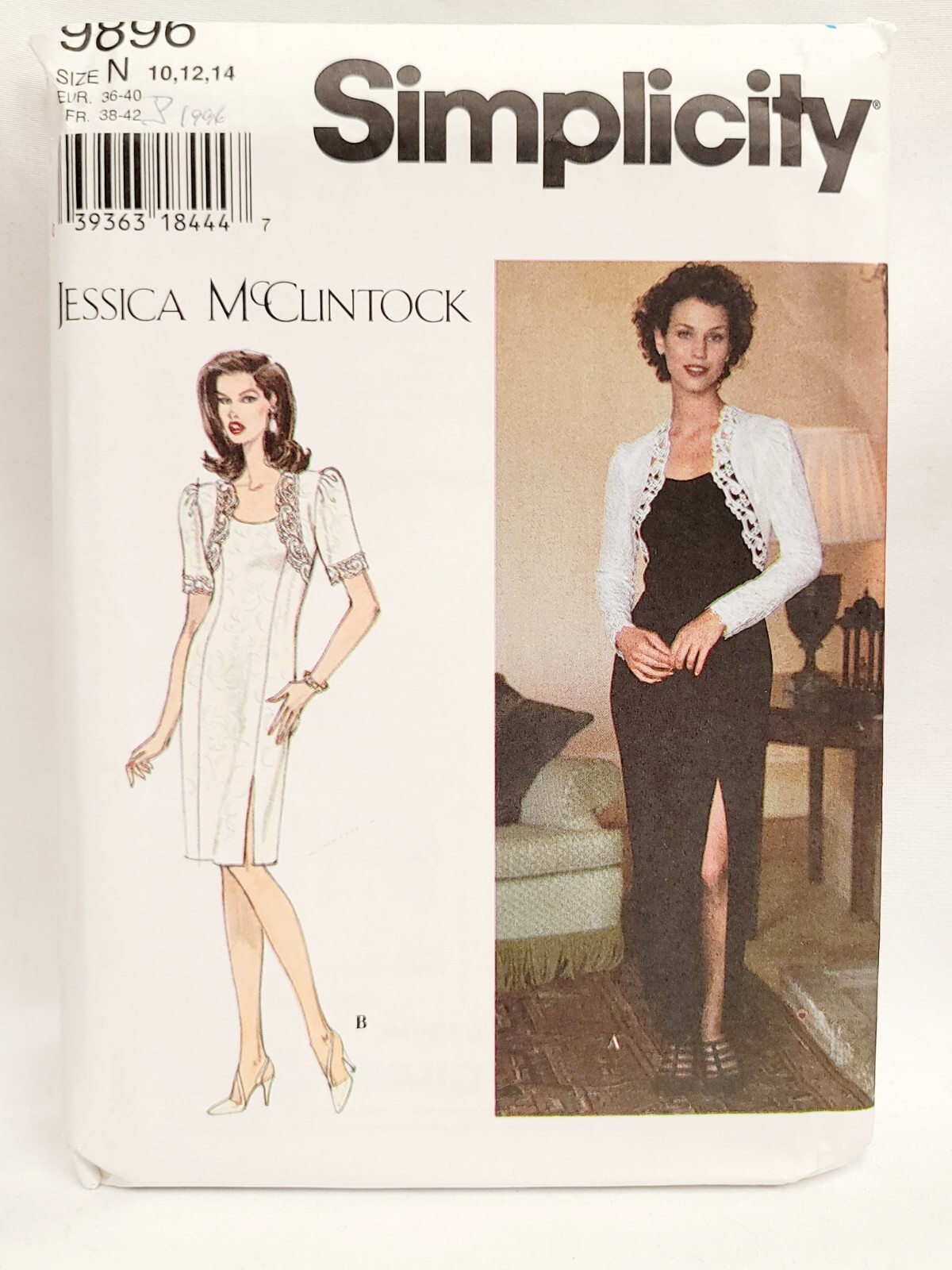 Simplicity Pattern 9896 Jessica McClintock Misses Fitted Dress Lace Trim 10-14 Simplicity Pattern 9896 Jessica McClintock Misses Fitted Dress Lace Trim 10-14