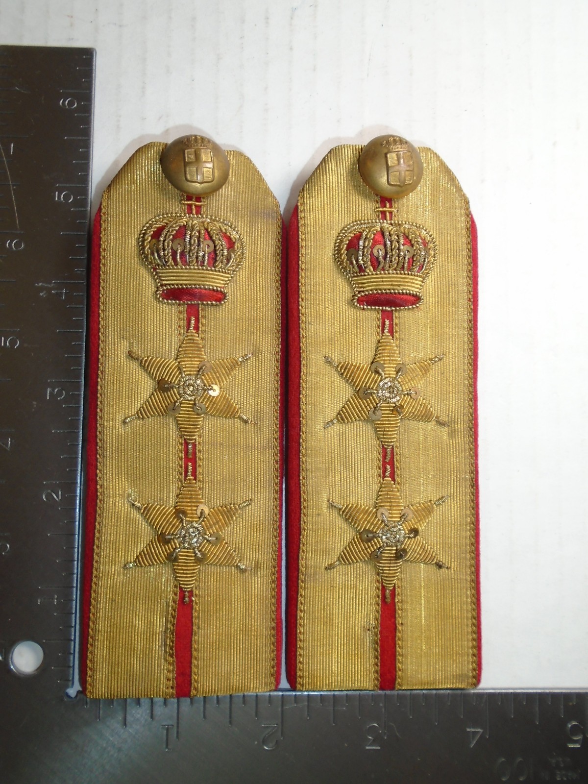Rare pre-WWII Greek Royal Army Lieutenant Colonel Shoulder Boards-George II Era