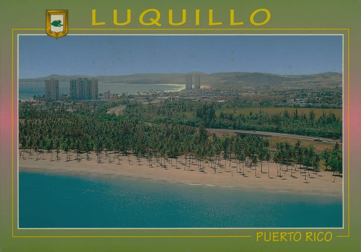 Luquillo Beach Puerto Rico Aerial View Postcard A. Amador Posted 1995
