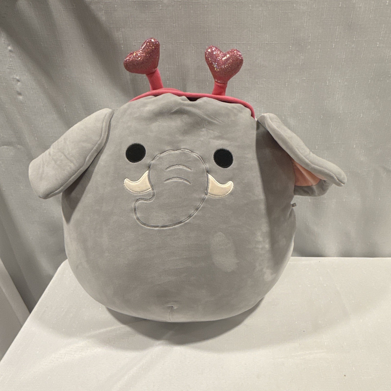 Squishmallows Mila Gray Elephant Pink Heart Headband JUMBO Large Plush Toy Squishmallows Mila Gray Elephant Pink Heart Headband JUMBO Large Plush Toy