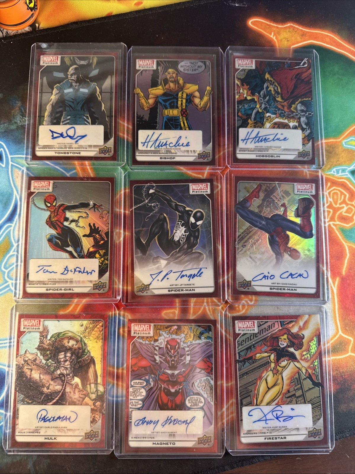 All 9 Marvel Autographed 2023 Upper Deck Marvel Platinum Artist Auto Spider-Man All 9 Marvel Autographed 2023 Upper Deck Marvel Platinum Artist Auto Spider-Man