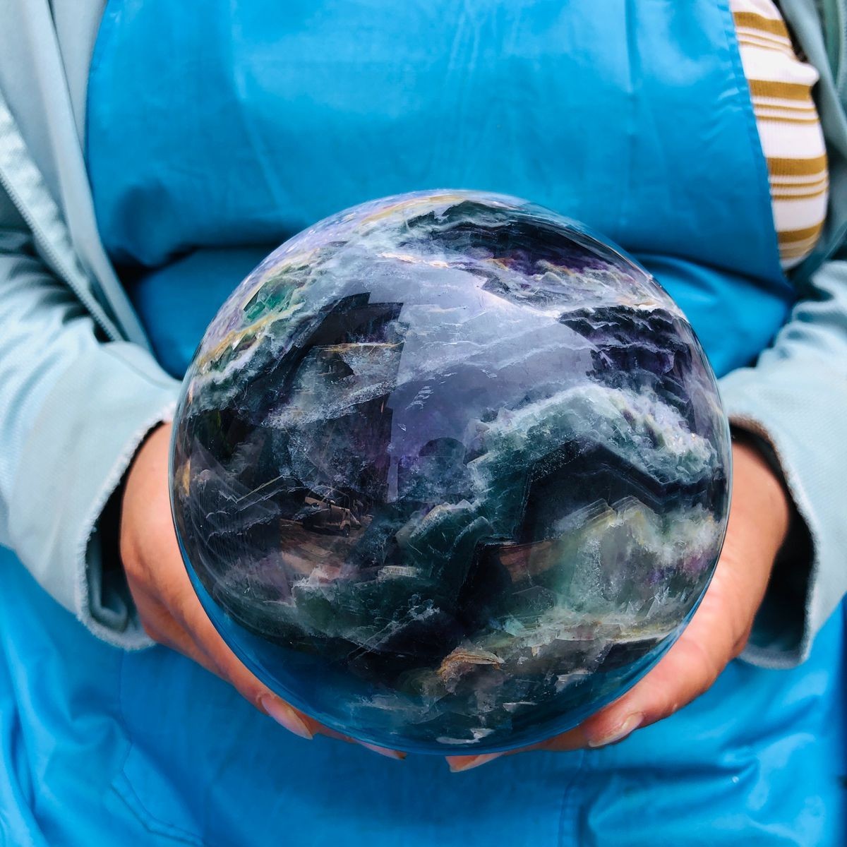 5.85LB Natural Rainbow Fluorite Sphere Reiki Healing Meditation Crystal Ball 5.85LB Natural Rainbow Fluorite Sphere Reiki Healing Meditation Crystal Ball