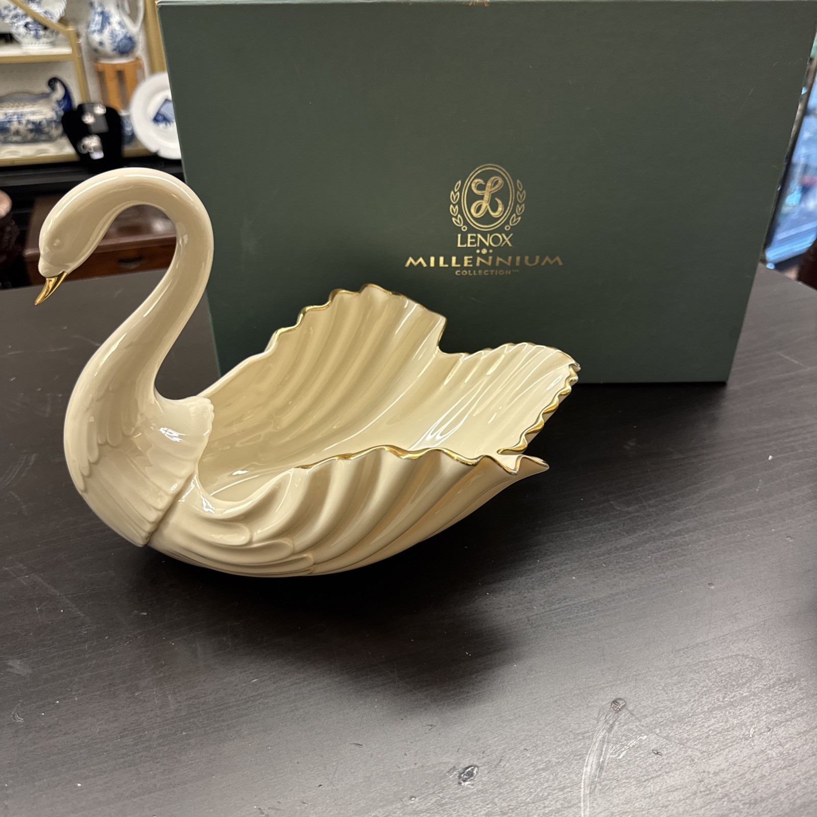 Vintage Large Lenox Millennium Swan - Ivory china with gold trim - 12" New Vintage Large Lenox Millennium Swan - Ivory china with gold trim - 12" New
