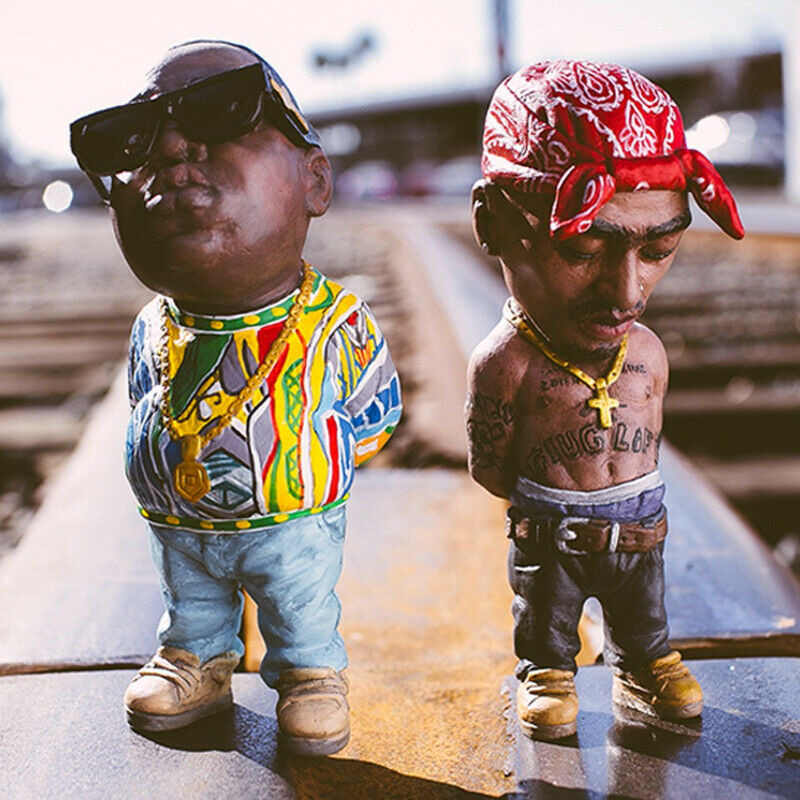 2pc Hip-hop Legendary Master Tupac Resin Ornament Gangster Rapper Statue Figure