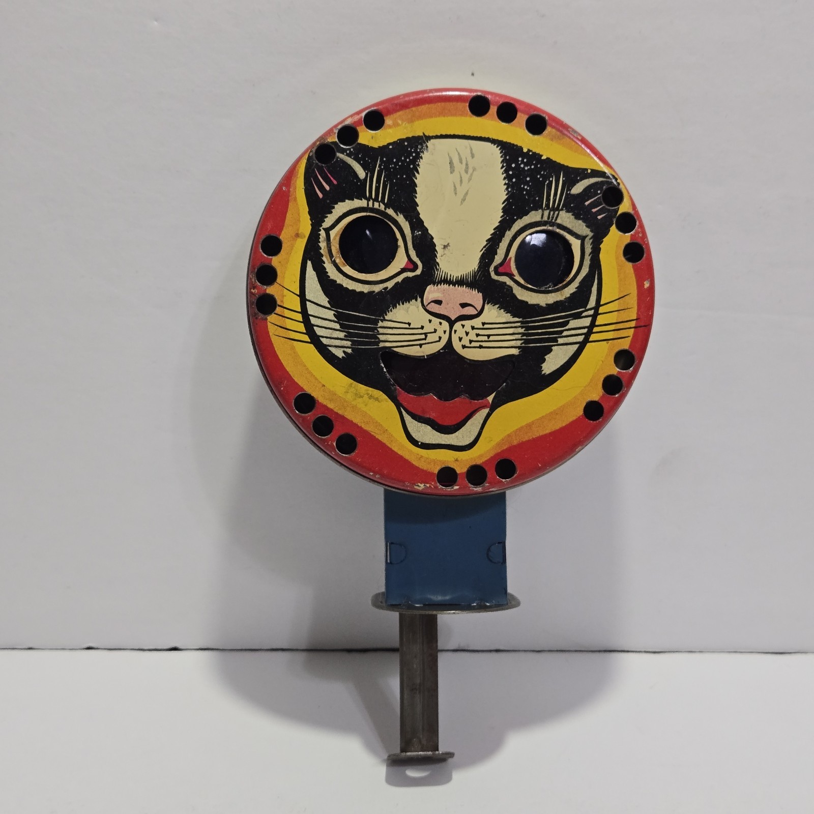 Vintage Tin Litho Black Cat Halloween Plunger Cat's Meow Sparkler Noisemaker Vintage Tin Litho Black Cat Halloween Plunger Cat's Meow Sparkler Noisemaker
