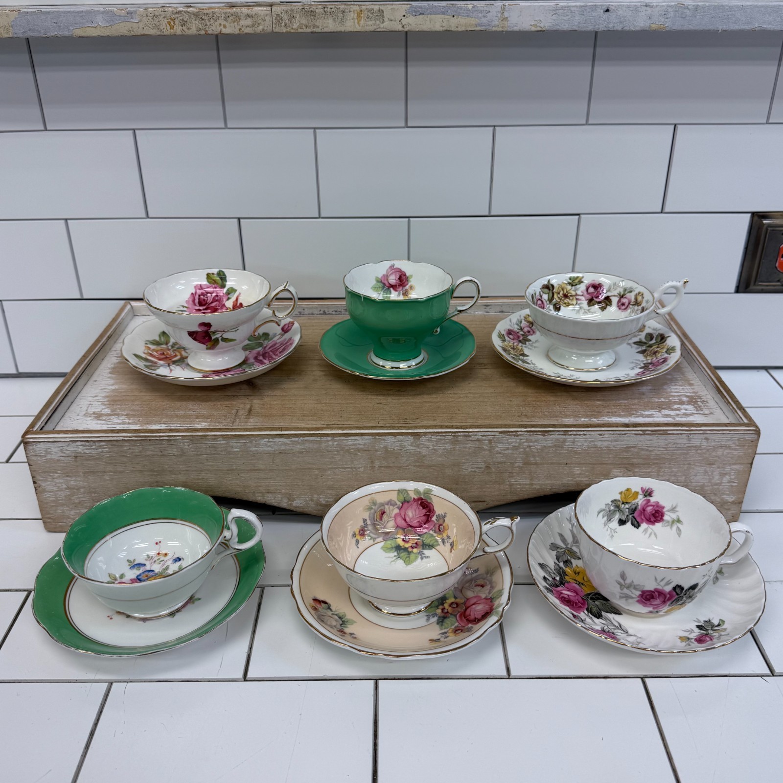 Vintage Teacups & Saucers English Bone China Floral Lot of 6 Vintage Teacups & Saucers English Bone China Floral Lot of 6