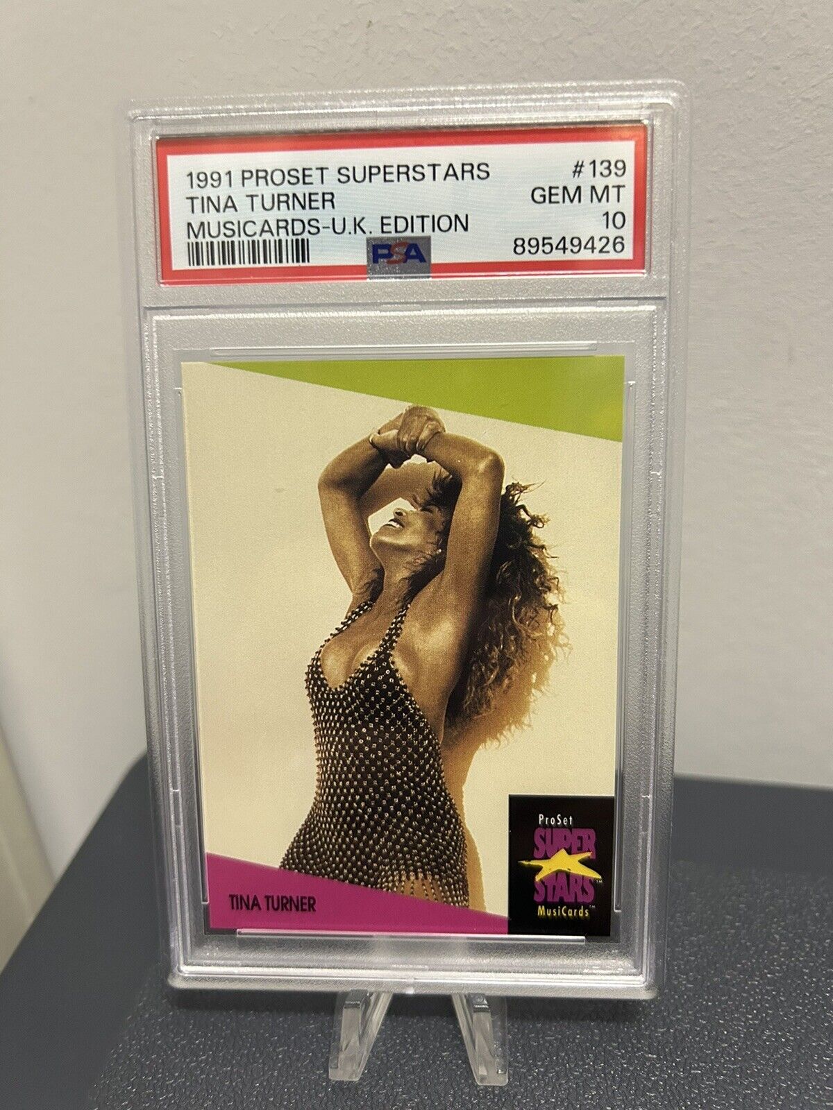 1991 Proset Superstars Tina Turner PSA 10 Gem Mint Musicards #139 Pop 1